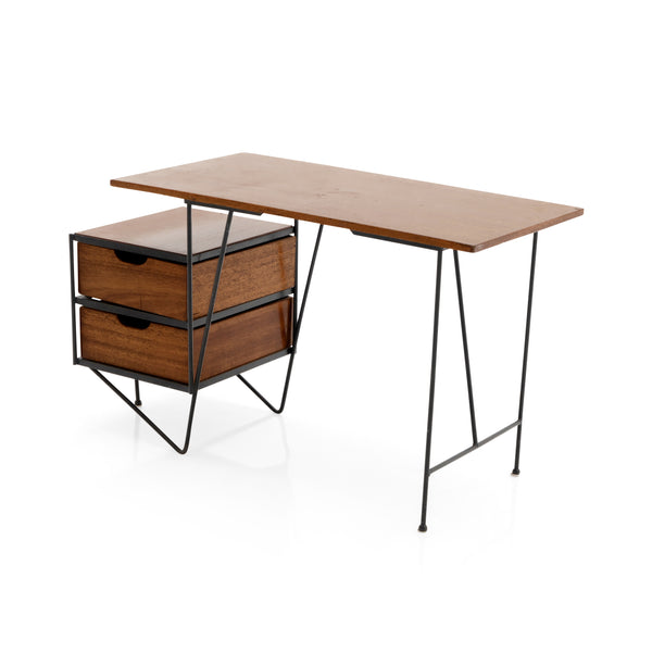 Wood & Black Metal Simple Contemporary Desk