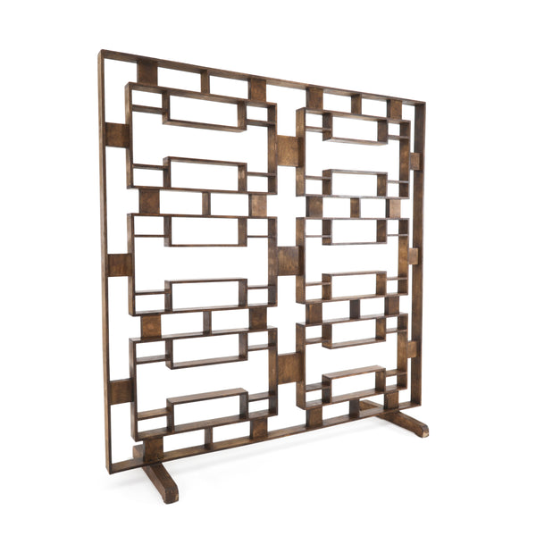 Stained Wood Screen Room Divider