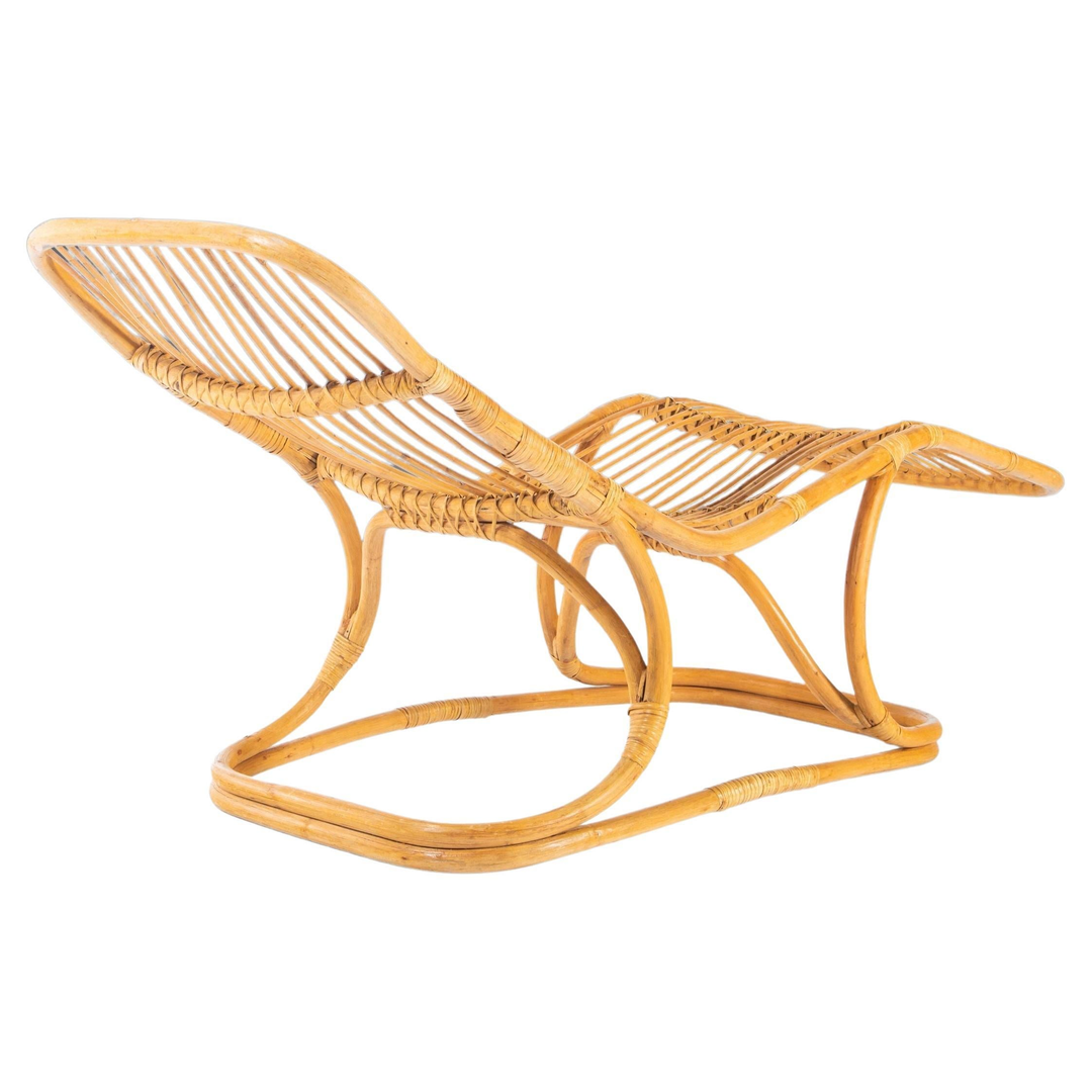 Rattan Chaise Lounge Chair Lounge Attributed to Tito Agnoli for Pieranton, 1963