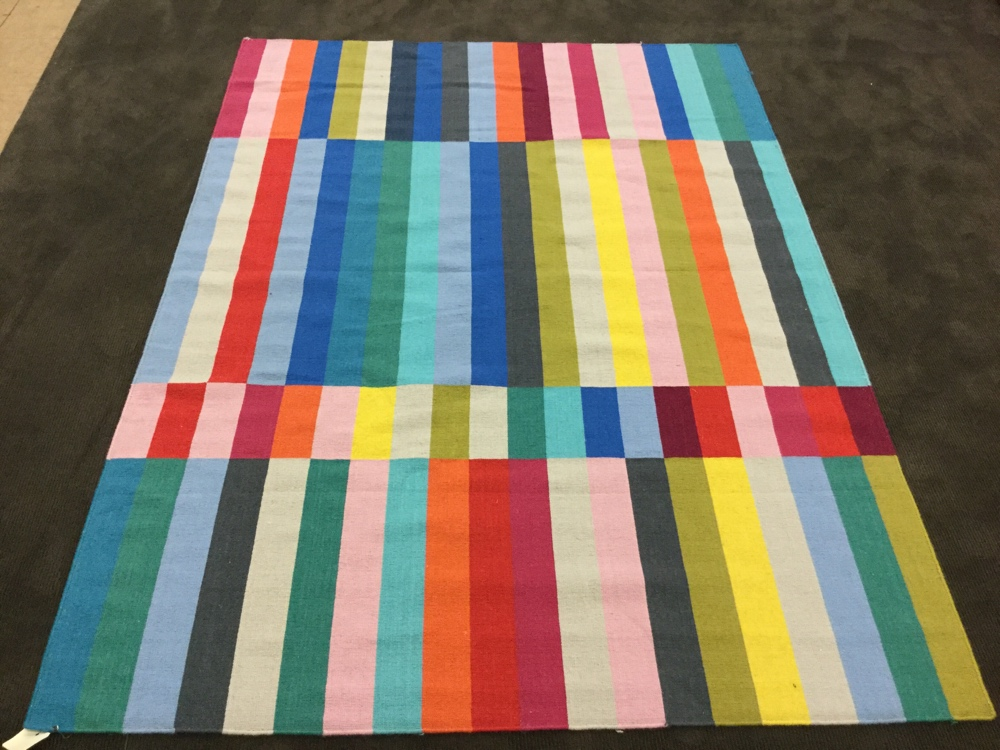 Arearug 5'8" X 7'10" Multi Color Rectangle Pattern, Blue, Green Gray, Orange, & Pink Wool, Drapery, Blue, Green, Area Rug, RUGS, Pink, Gray, Orange, New, 5'8", 7'10"