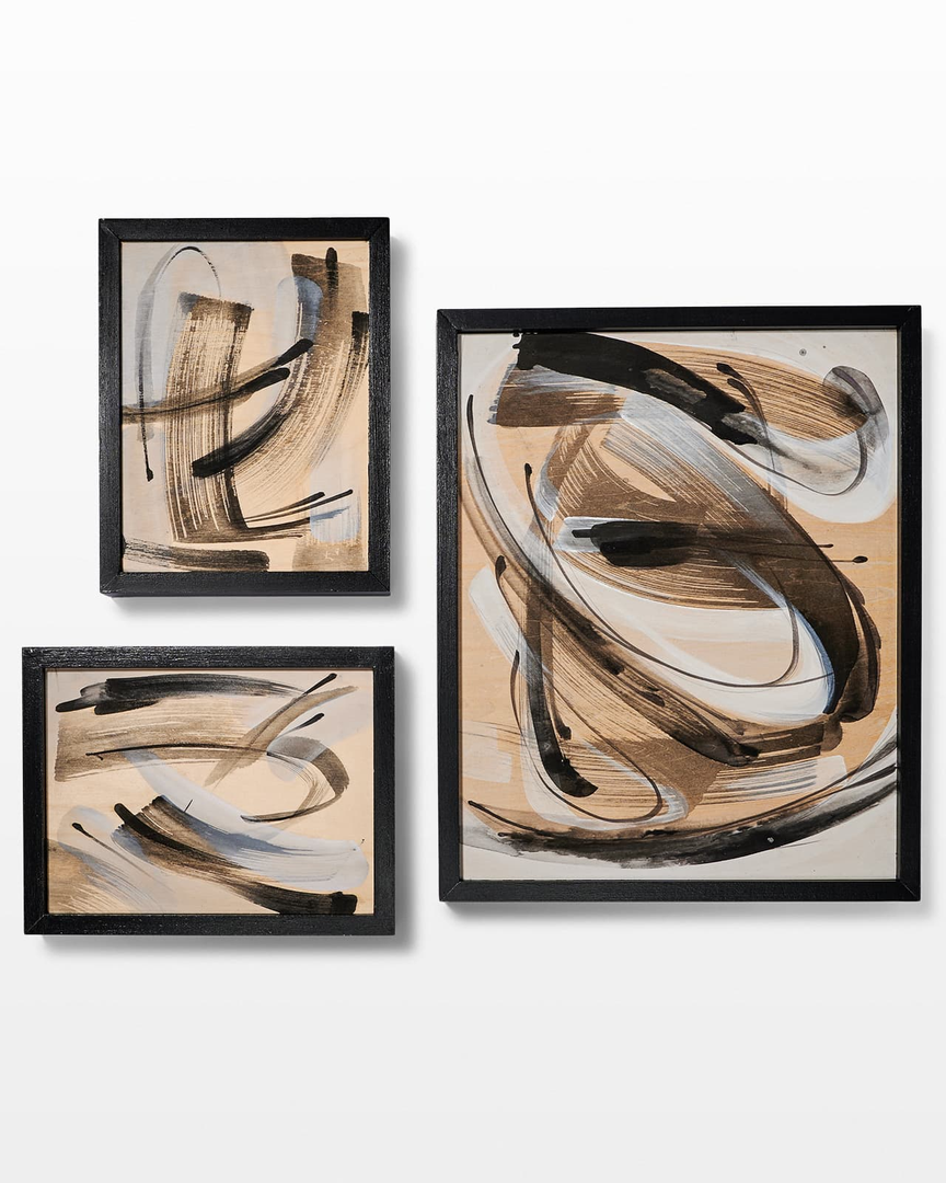 Works Abstract Brush Cleared Art Trio