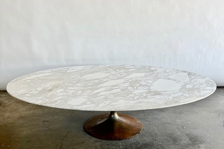 Ivory Oval Marble Top Tulip Base Coffee Table