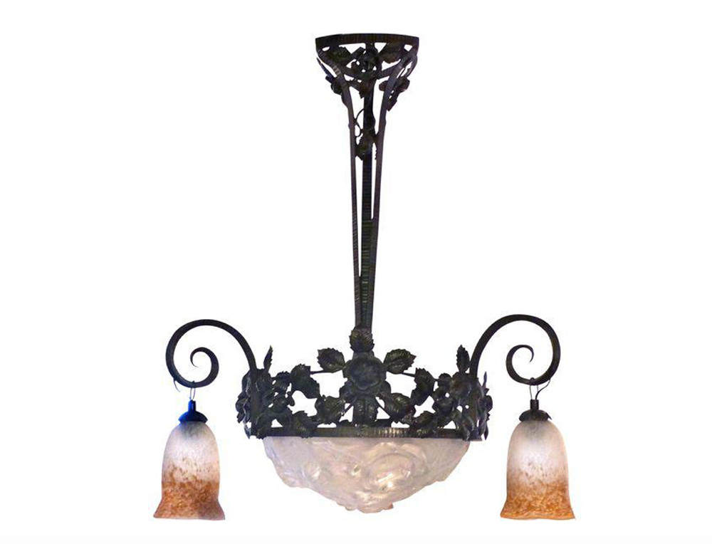 French Art Deco Iron Chandelier