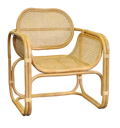 Chair; arm chair, rattan, bent bamboo frame