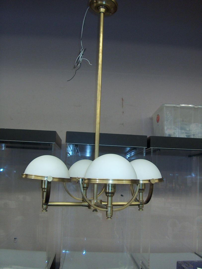 Hanging Fixture, Brass, Milk Glass, 4 Light, Fixtures, Brass , White, Indoor Hanging Fixture, Hanging Fixture, No Visible Wear And Tear, Brass, Milk Glass, 1990's, Traditional