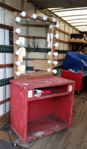 Red Make Up Mirror / Back Stage Mirror