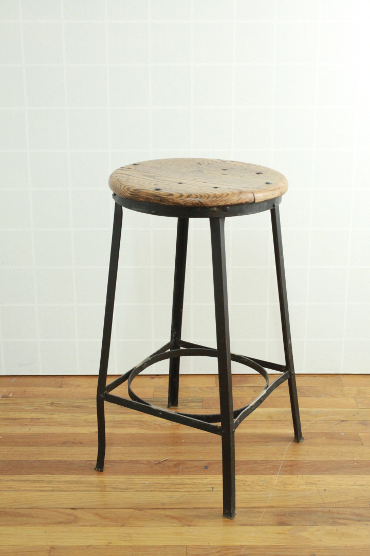ST096 Aged Steel Stool