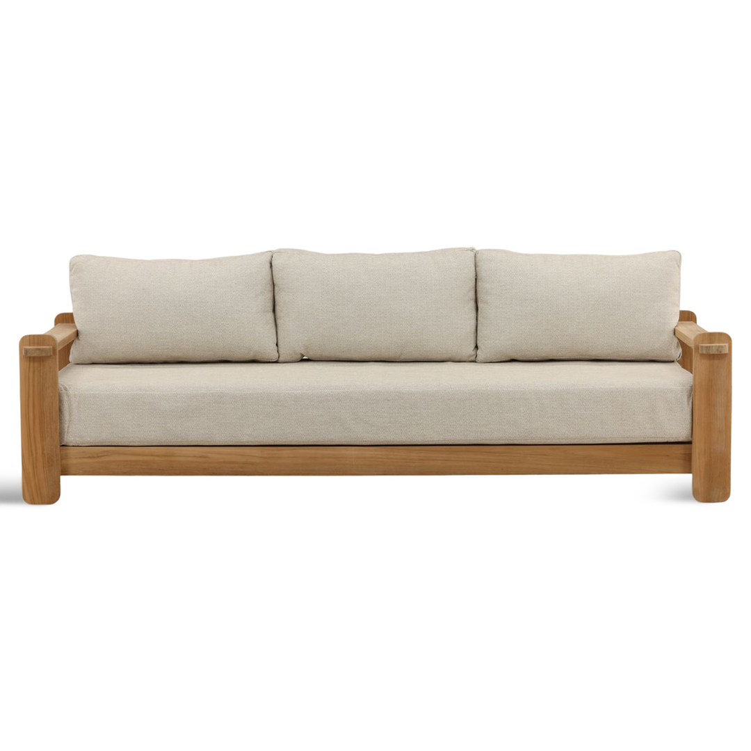 Outdoor Teak & Taupe Cushion Sofa