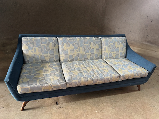 Mid-Century Modern Blue Couch Set