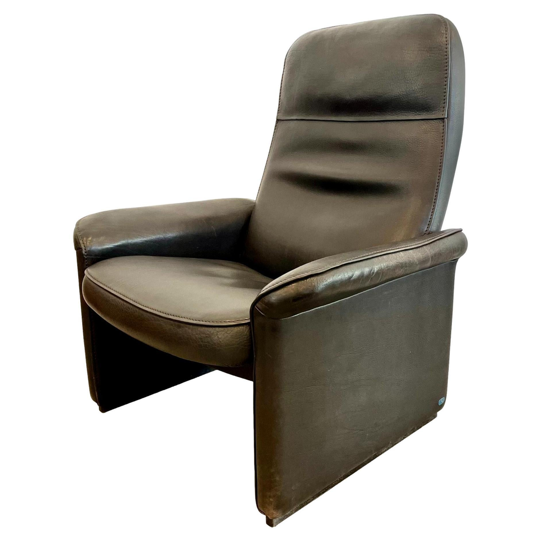 De Sede DS-50 Black Leather Recliner Chair, 1970s Switzerland