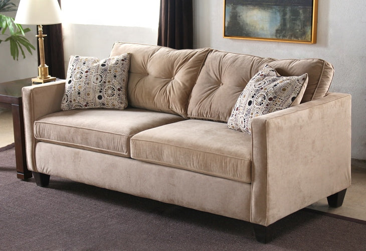 Caramel Tufted Velvet Sofa