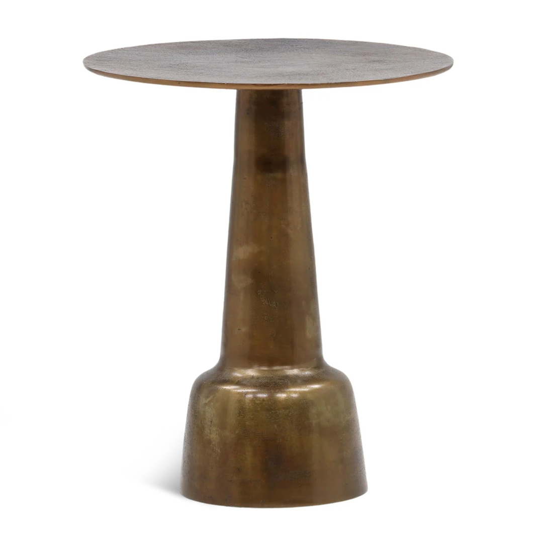 Brass Finish Pedestal Side Table