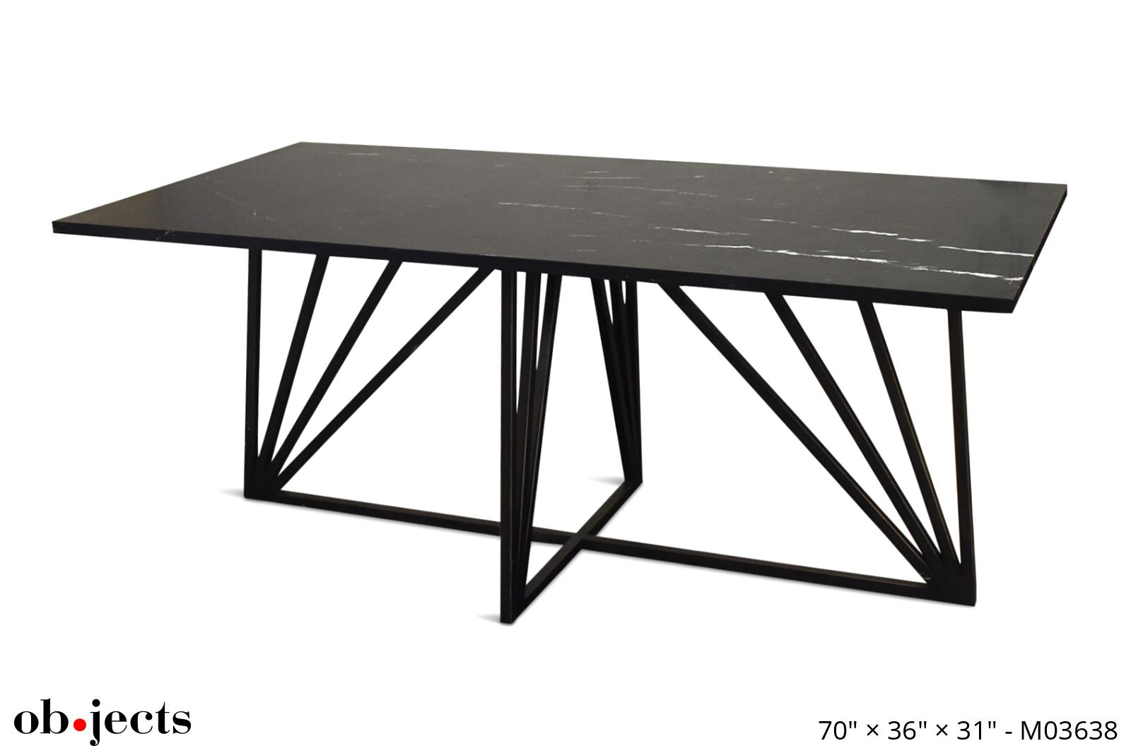 Table Dining Black Metal Base w/Black Marble Top