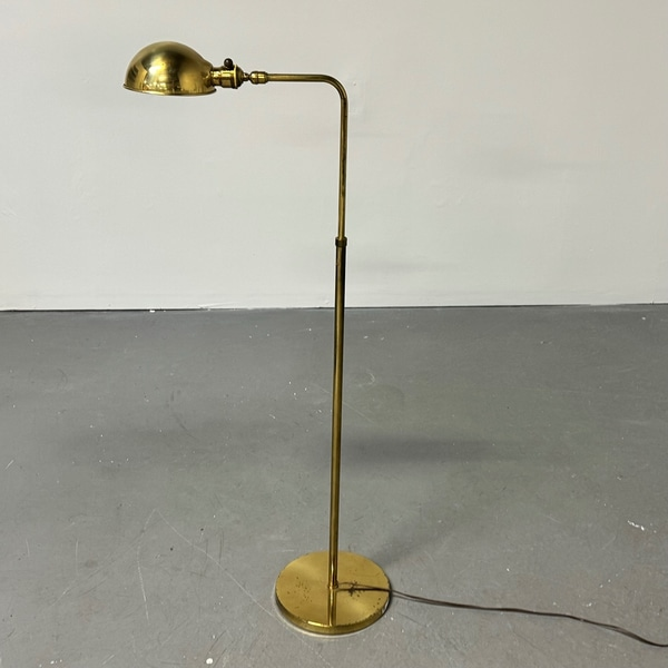 Vintage Brass Reading Lamp, Domed Shade