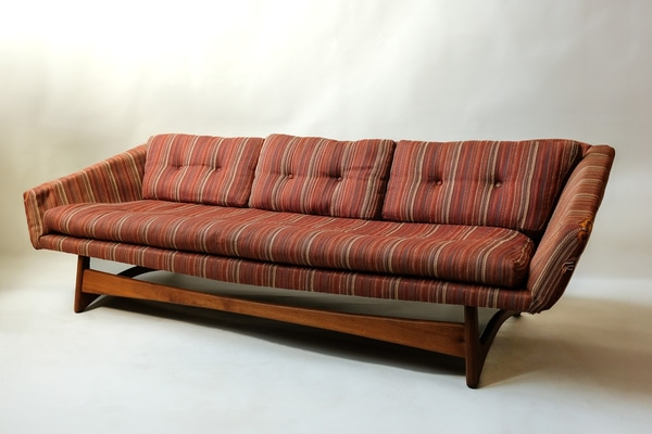 Vintage Adrian Pearsall Striped Gondola Couch