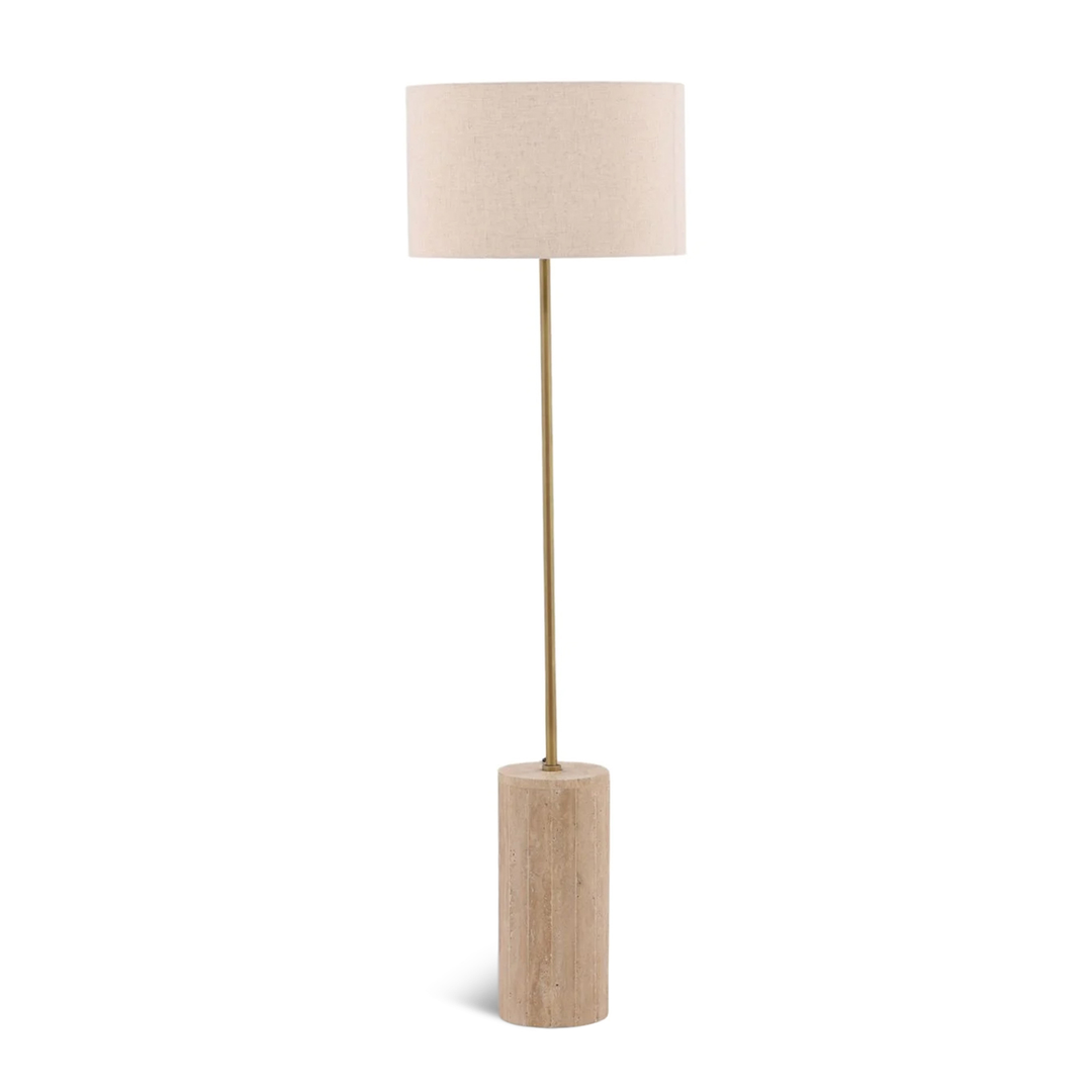 Brass & Travertine Floor Lamp