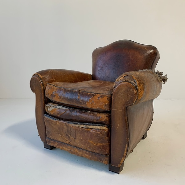 Distressed Leather Club Chair