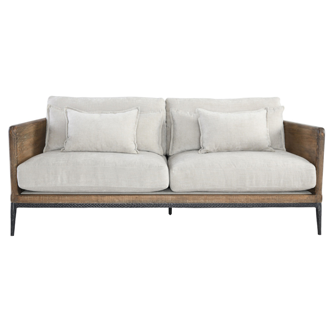 Modern Lodge Wood & Ivory Sofa