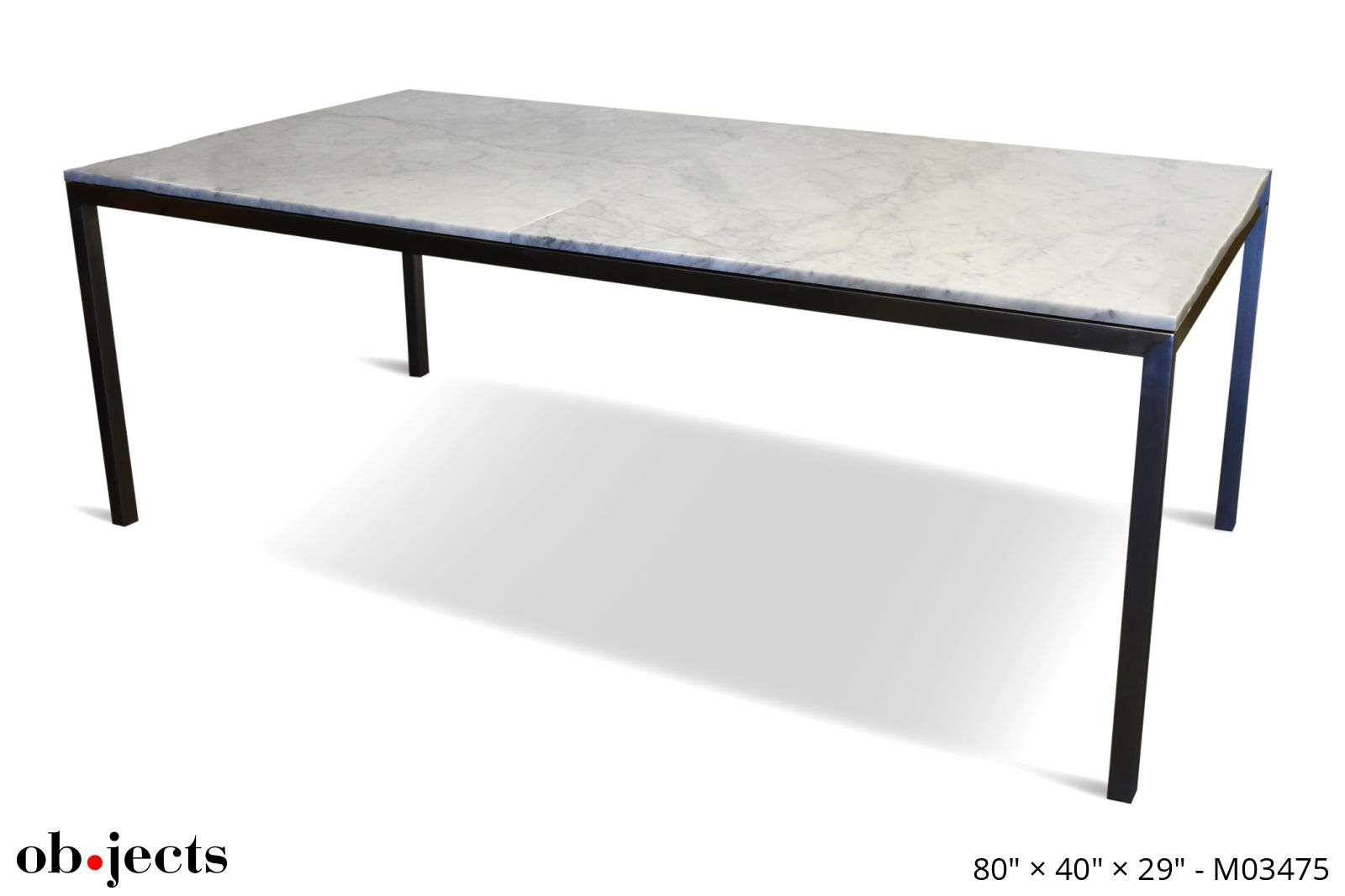 Table Dining White Marble Top & Stainless Steel Legs