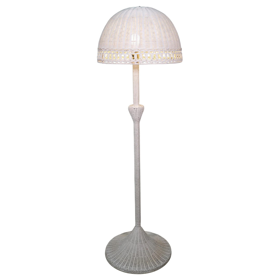 Vintage White Wicker Floor Lamp