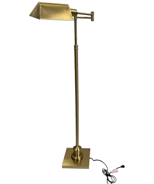 Floor Lamp; Brushed metal, antique brass finish,