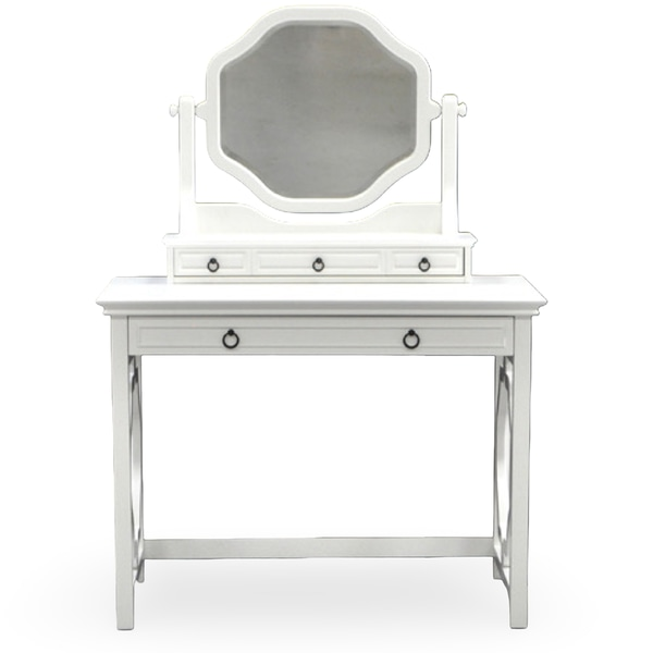 Vanity with Mirror, White Wood
