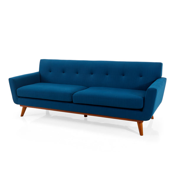 Blue Button Tufted Mid Century Modern Sofa