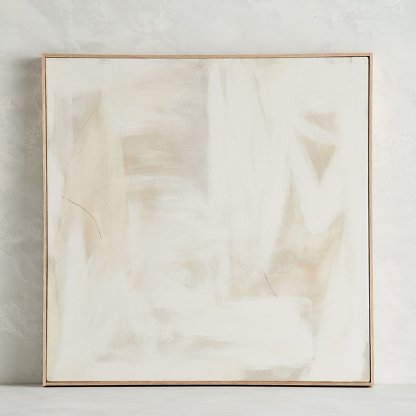 Abstract Painting in Warm Neutral Tones, Oak Frame. Cleared