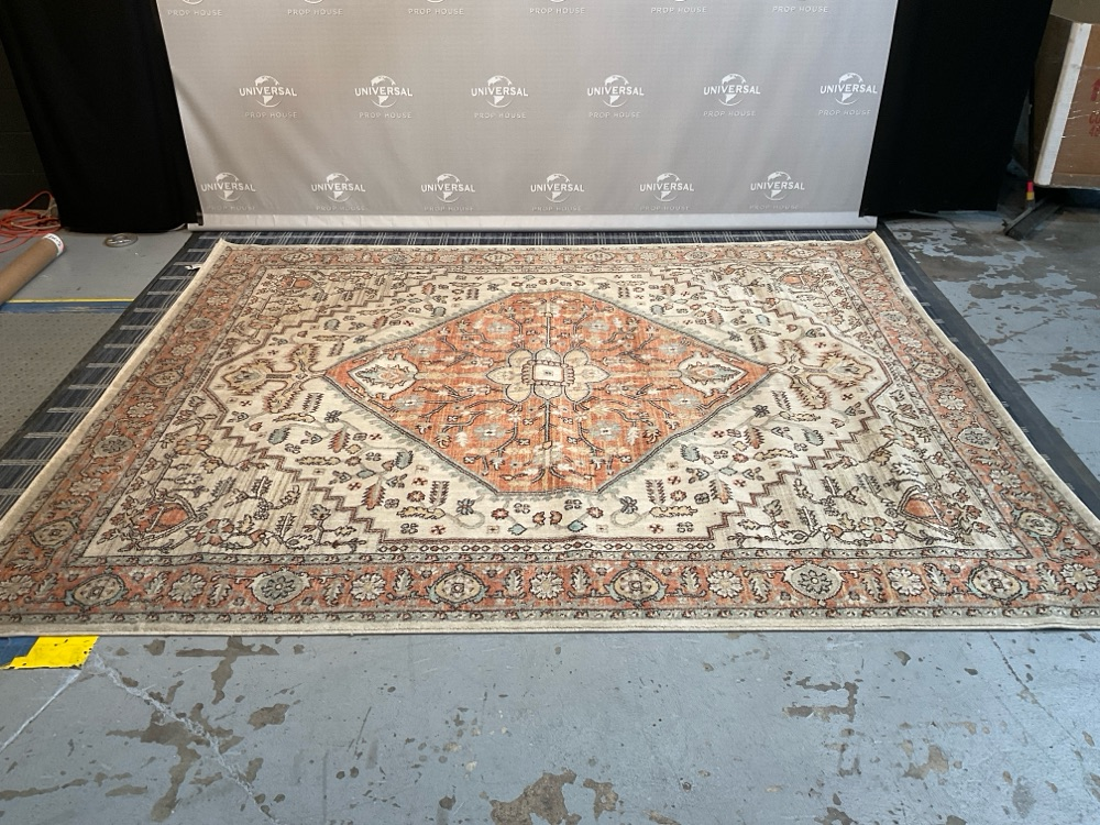 10' By 8' Light Orange And Cream Floral Area Rug. No Stains, Drapery, Lt. Orange, Cream, Area Rug, RUGS, Pristine Or In Mint Condition, 10', 8', UNIVERSAL, Floral
