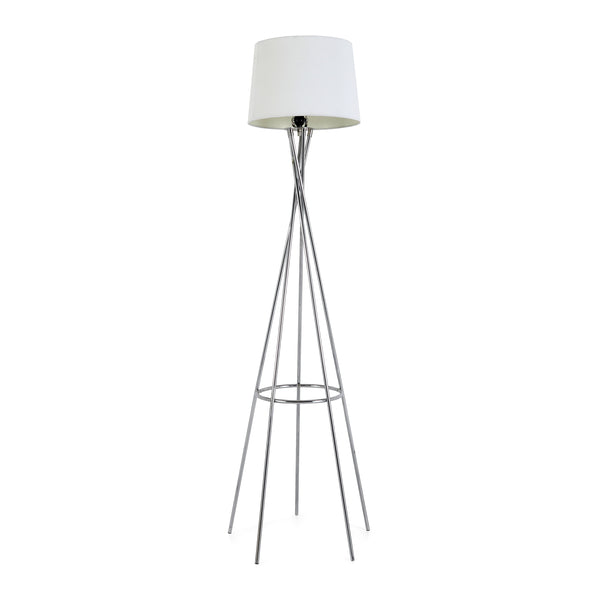 Sleek Chrome Floor Lamp w/ White Shade