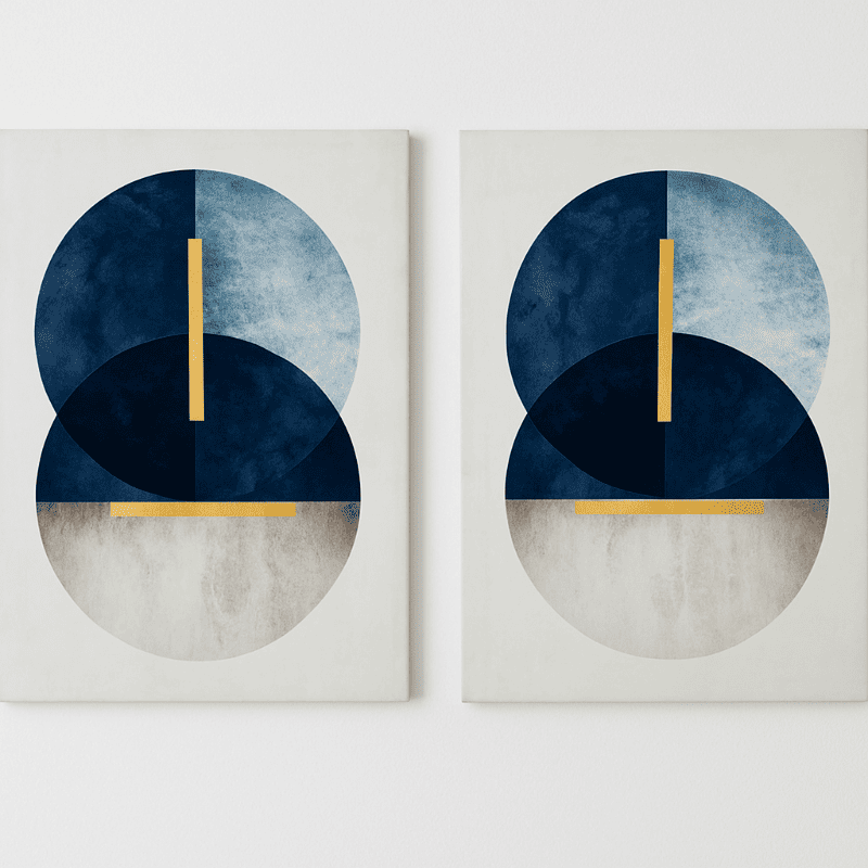 Blue and Gold Abstract Circles