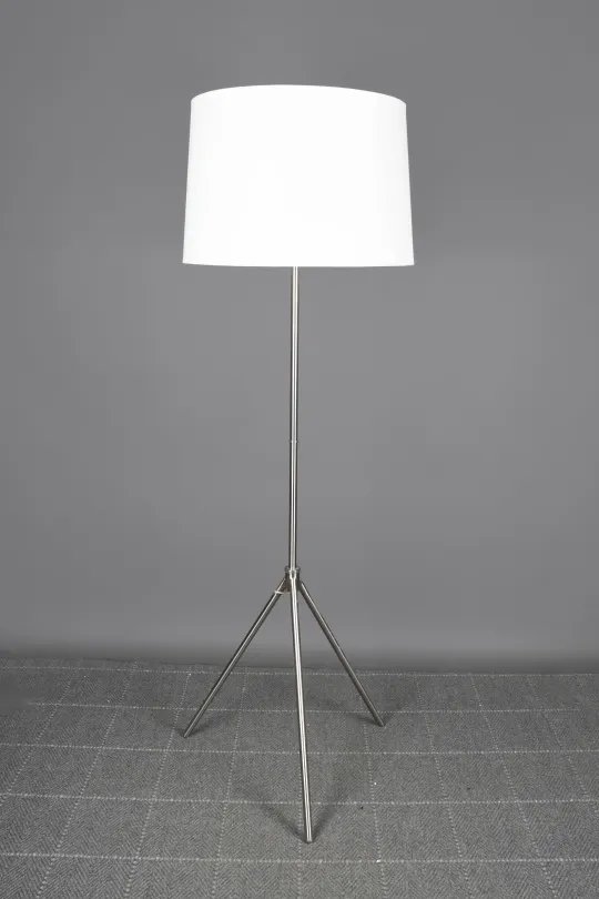 Modern Nickel Tripod Floor Lamp