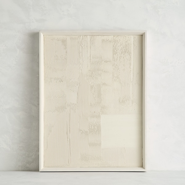White Abstract with Vertical Ridges; White Frame. Cleared