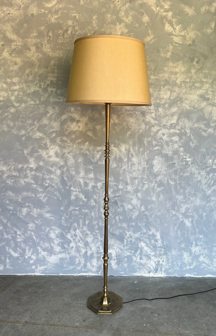 French 1940's Brass Floor Lamp with a Hexagonal Base (LF0517-11)