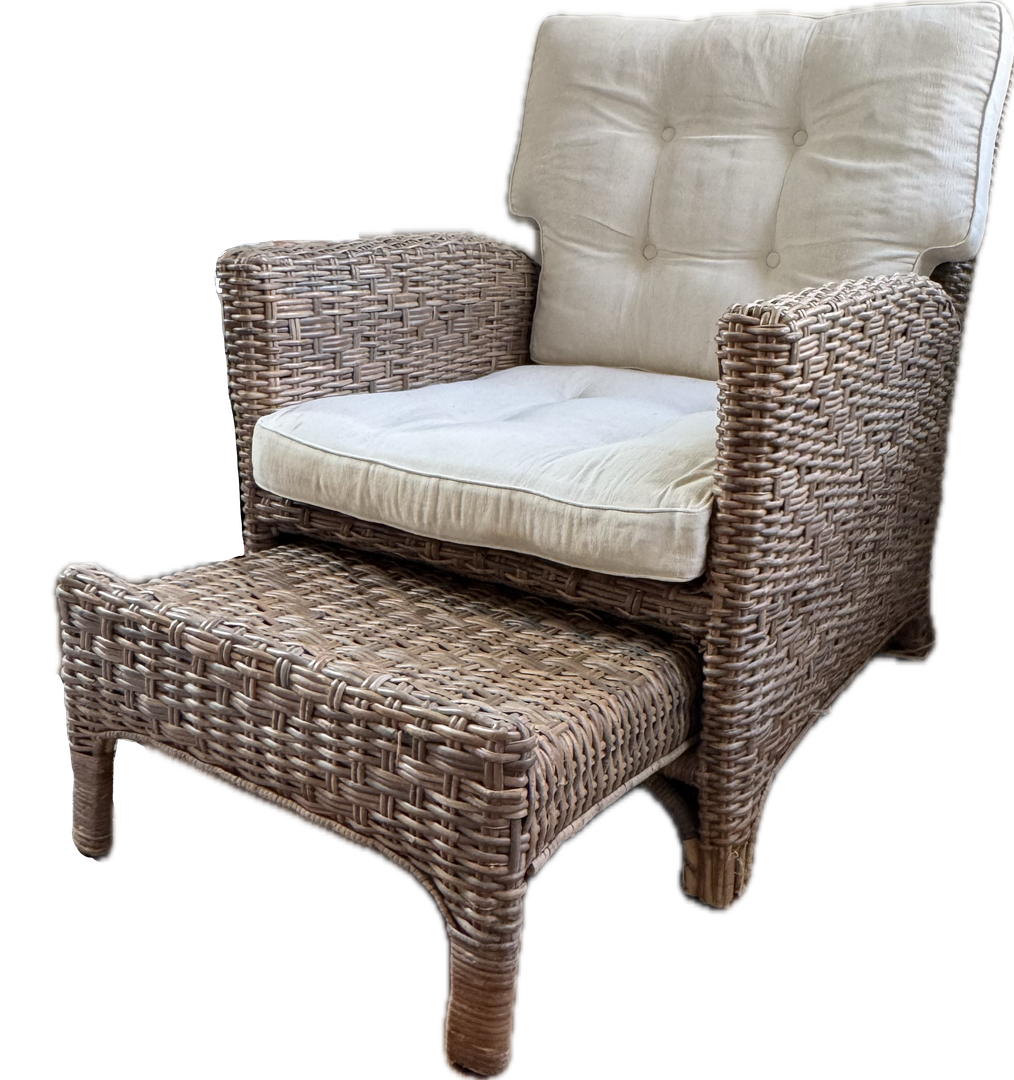 Rattan Chair with Pull Out Ottoman