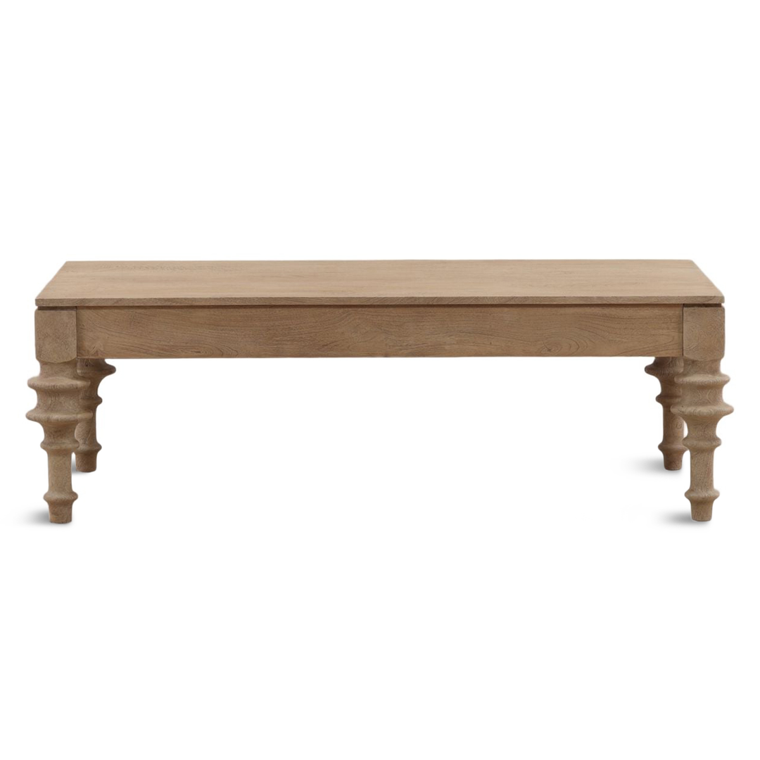 Turned Leg Natural Wood Coffee Table