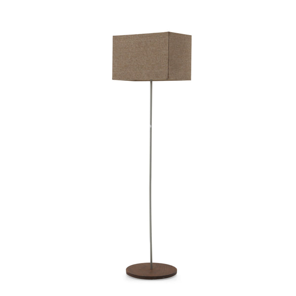 FLOOR LAMP: High Tech inverted matte black shade w/SPECIAL BULB; on twin matt silver poles w/coiled power cord; rectangular base; 69-1/2"H
