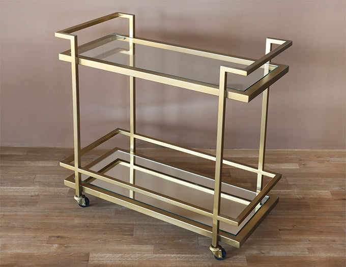 Manhattan Bar Cart in Antique Brass