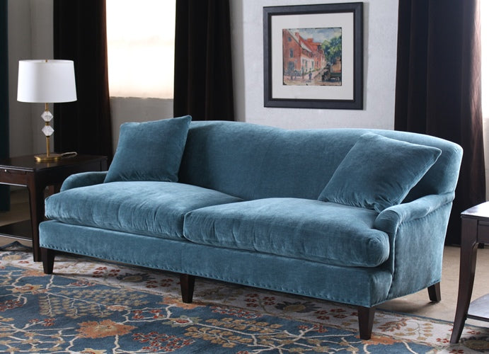 Peacock Coral Velvet Sofa with 2 Matching Pillows