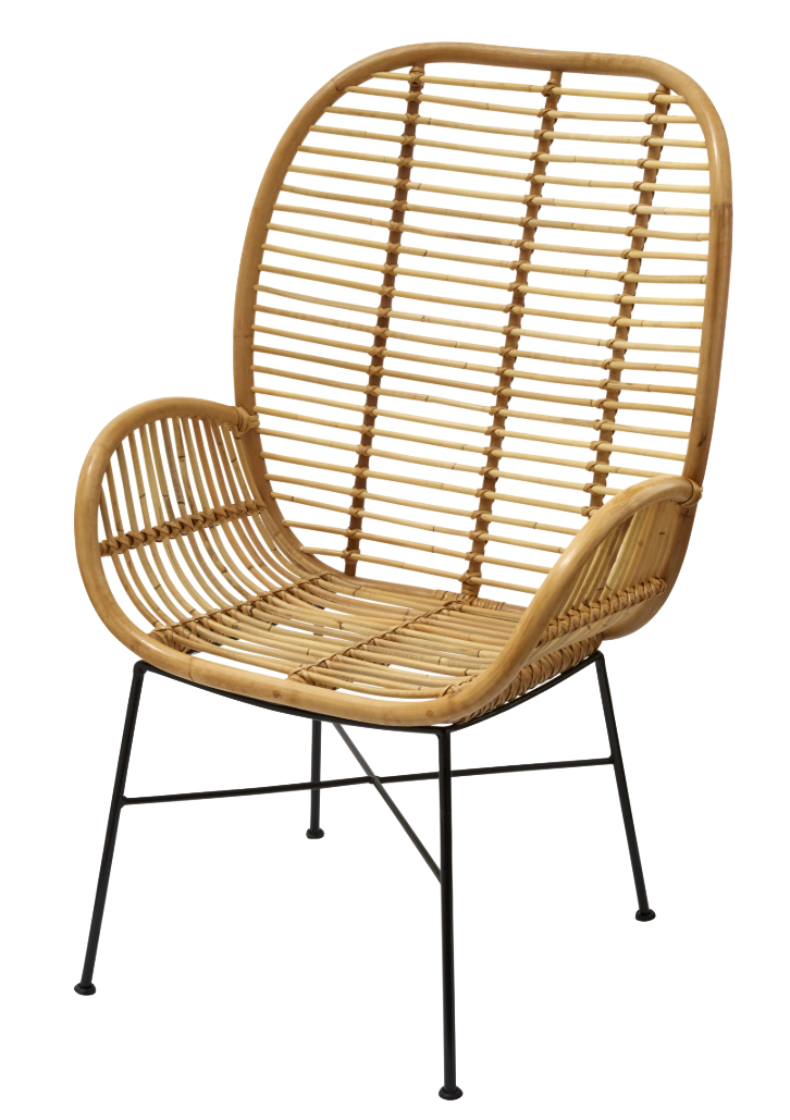 High Back Curved Rattan Chair