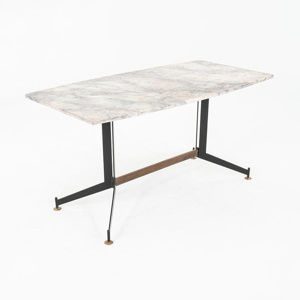 1950s Italian Carrara Marble Table w/ Bronze Base Attributed to Ignazio Gardella
