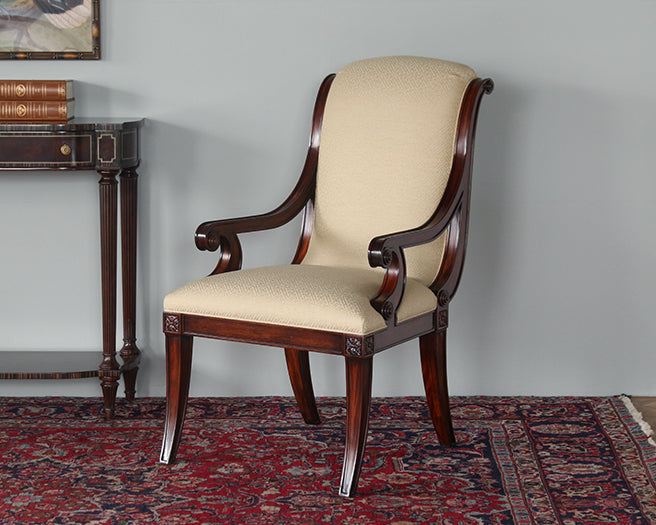 Scrolled Back Mahogany Arm Chair