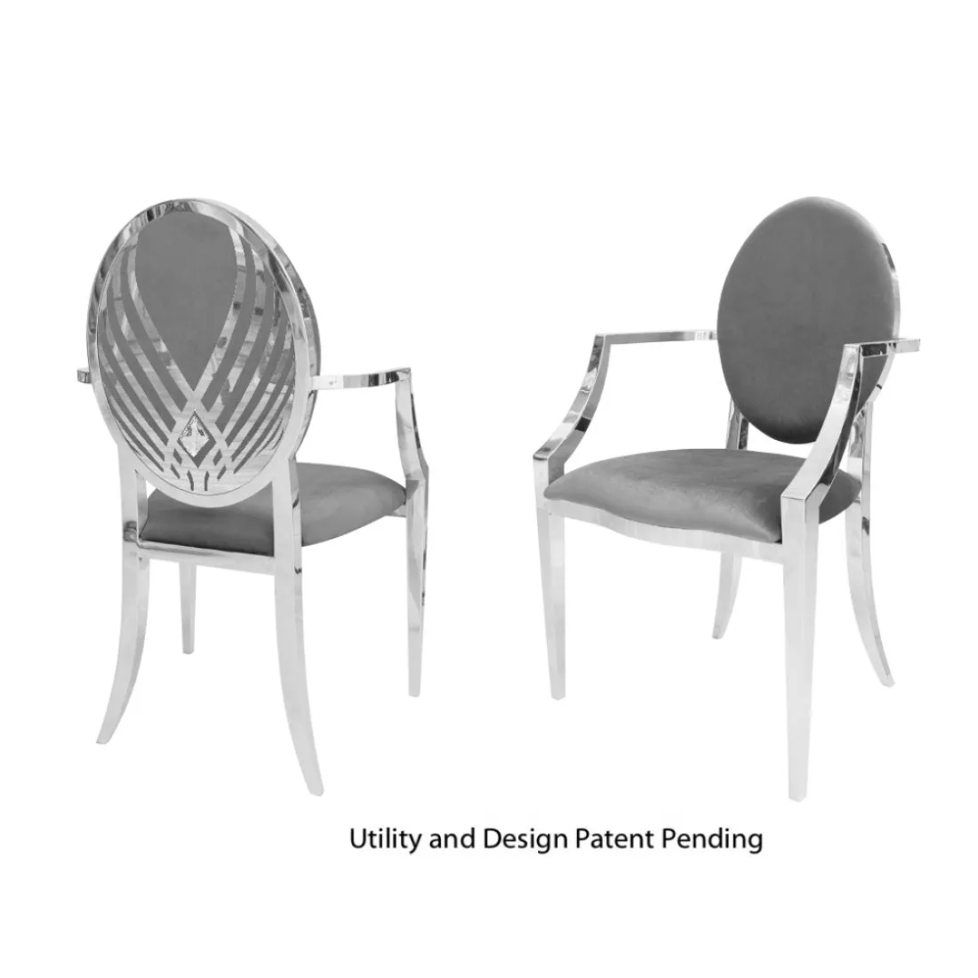 Crystal Swan Armchair Silver Cushion Eggplant
