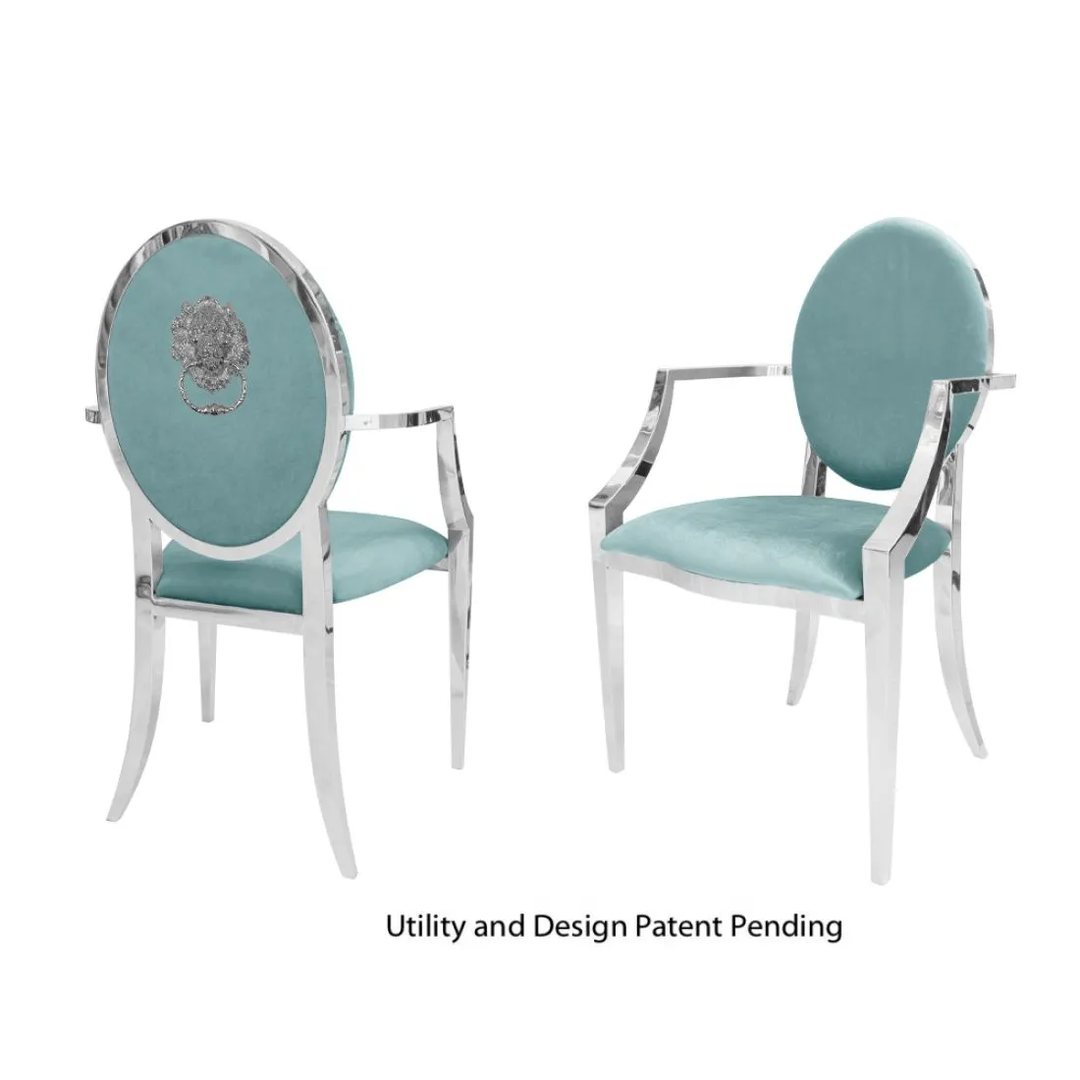 Lion Armchair Silver Cushion Tiffany Blue