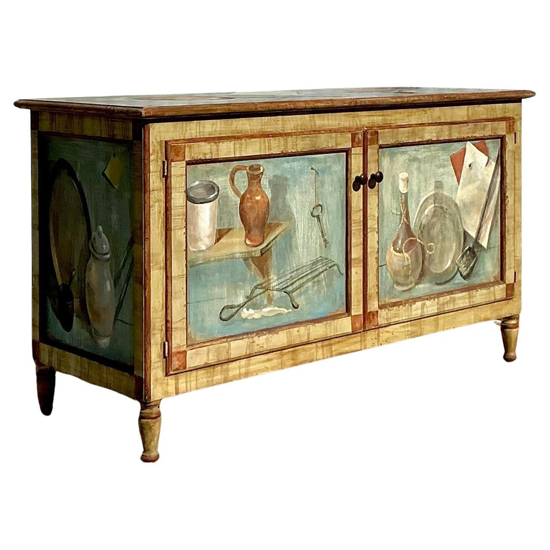 Vintage Regency Hand Painted Cabinet