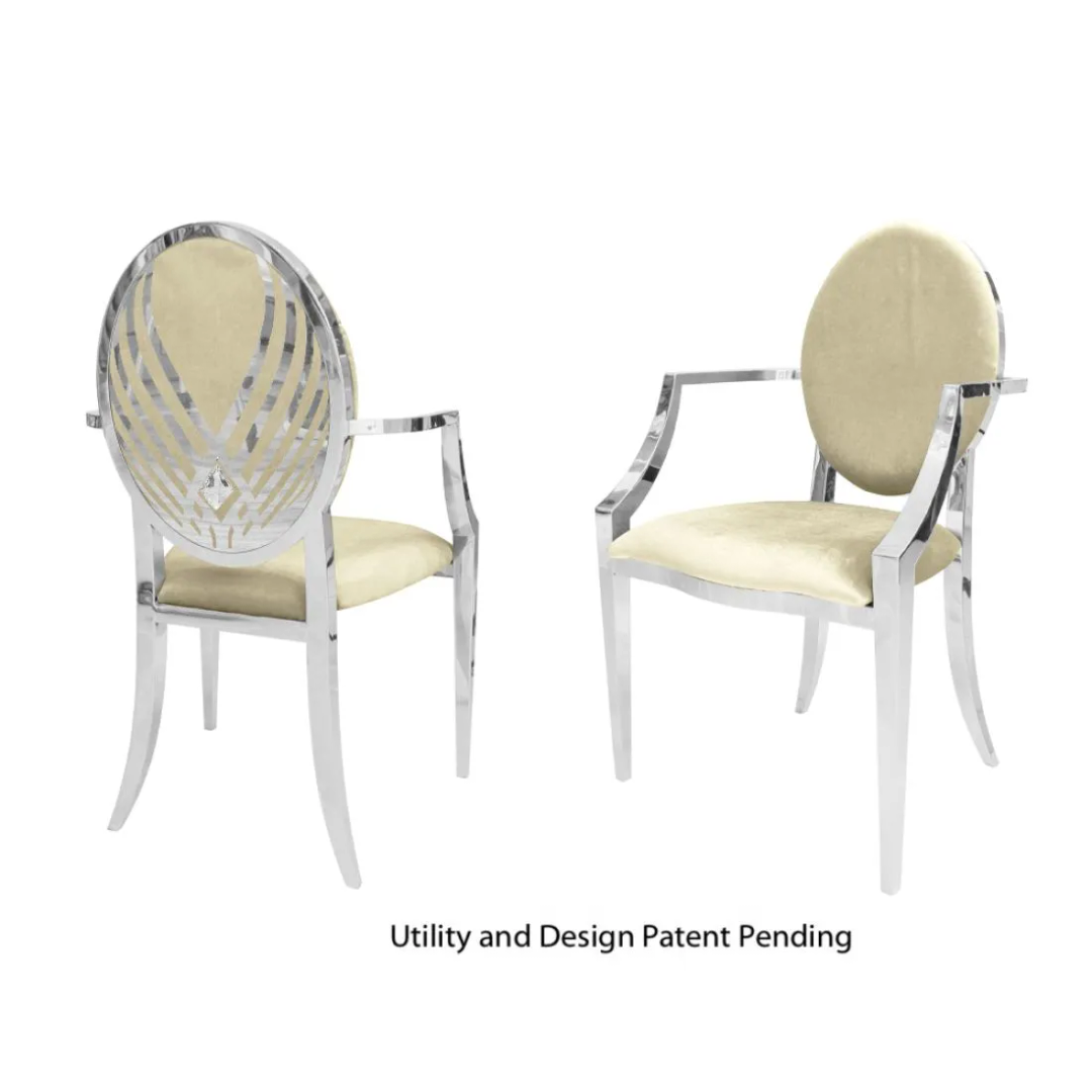 Crystal Swan Armchair Silver Cushion Yellow