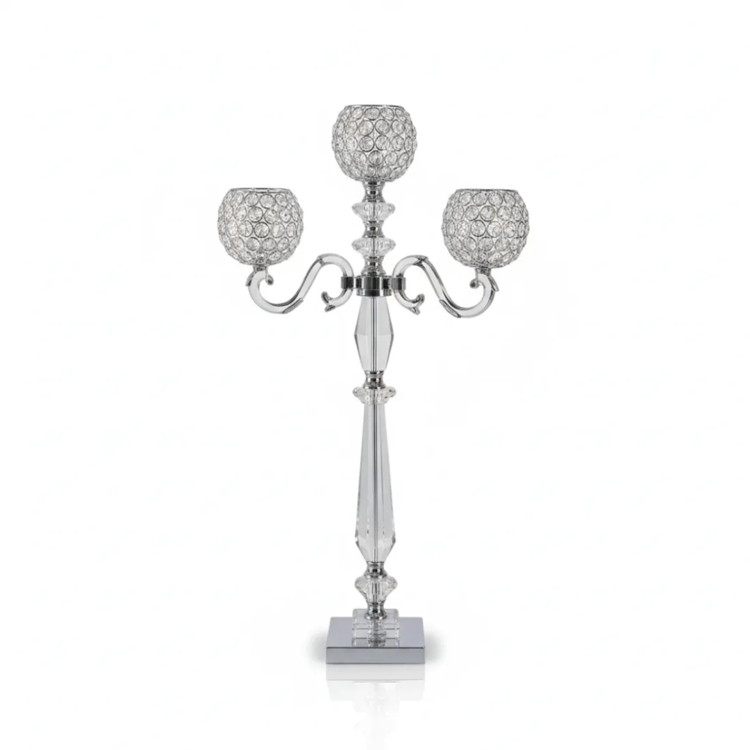 Candelabra With Crystal Globes (32")