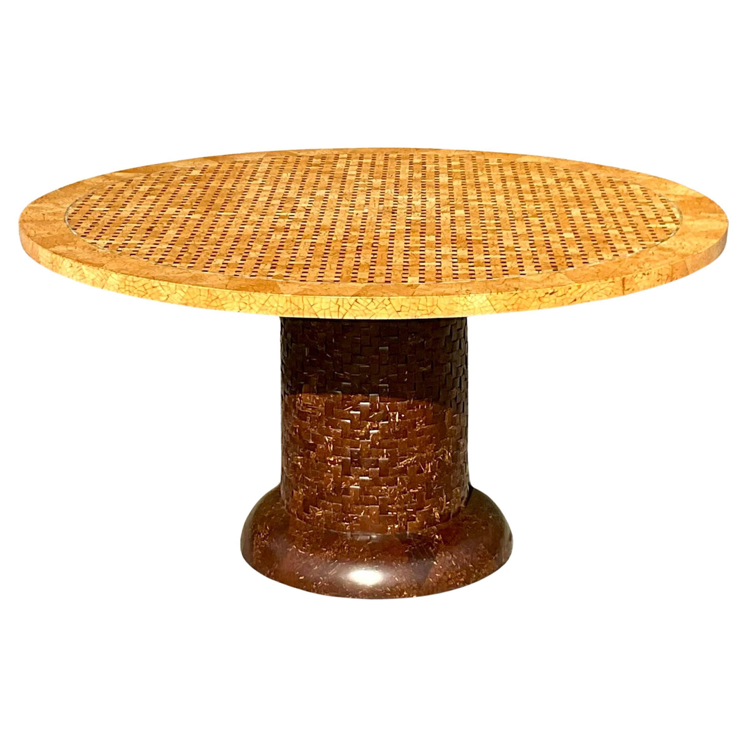 Vintage Boho Tessellated Coconut Shell Dining Table