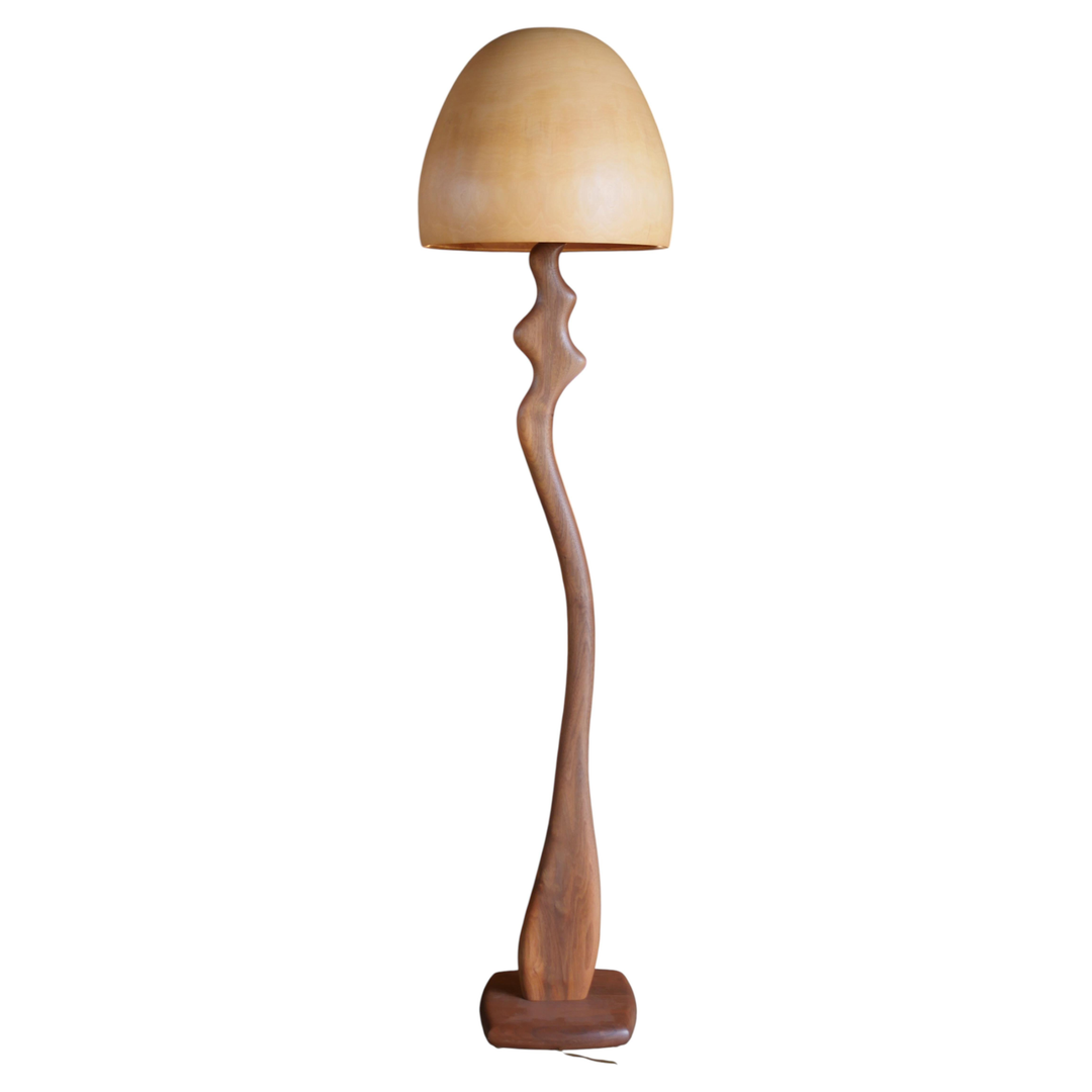Sculptural Wood Floor Lamp by Peter Bloch