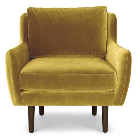 Sofa Chair Gold Velvet, 2 removable cushions